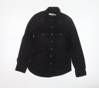 Topshop Women’s Black Denim Button-Up Long Sleeve Shirt UK 6