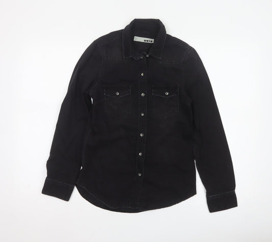 Topshop Women’s Black Denim Button-Up Long Sleeve Shirt UK 6