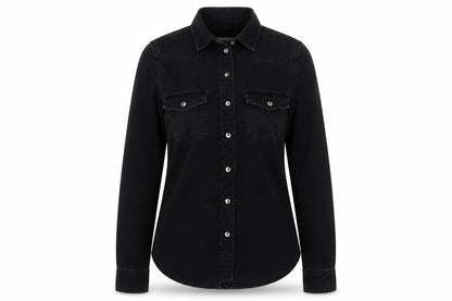 Topshop Women’s Black Denim Button-Up Long Sleeve Shirt UK 6