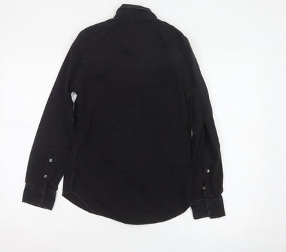 Topshop Women’s Black Denim Button-Up Long Sleeve Shirt UK 6
