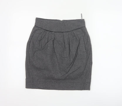 French Connection Women Grey Tulip Wool Blend Short Skirt Size 10