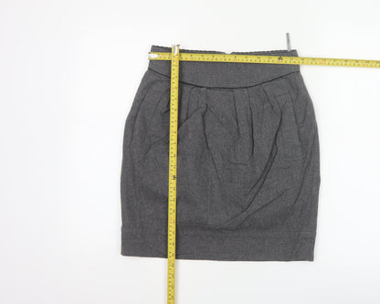 French Connection Women Grey Tulip Wool Blend Short Skirt Size 10