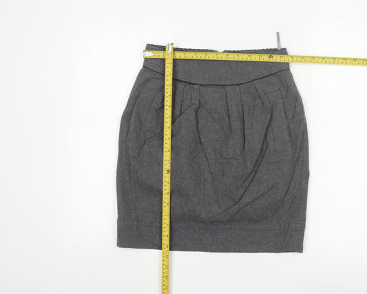 French Connection Women Grey Tulip Wool Blend Short Skirt Size 10