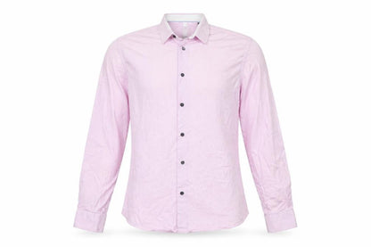 yd. Men's Pink Slim Fit Long Sleeve Button-Up Cotton Shirt M