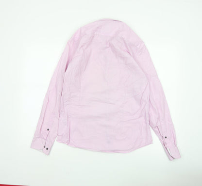 yd. Men's Pink Slim Fit Long Sleeve Button-Up Cotton Shirt M