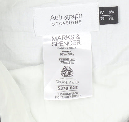 Marks and Spencer Men’s Grey Wool Dress Pants 38W 31L Regular Fit