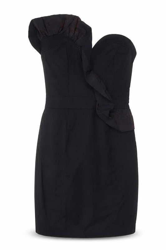 Front view of French Connection Women's Black, size 8, One Shoulder Bodycon Party Dress