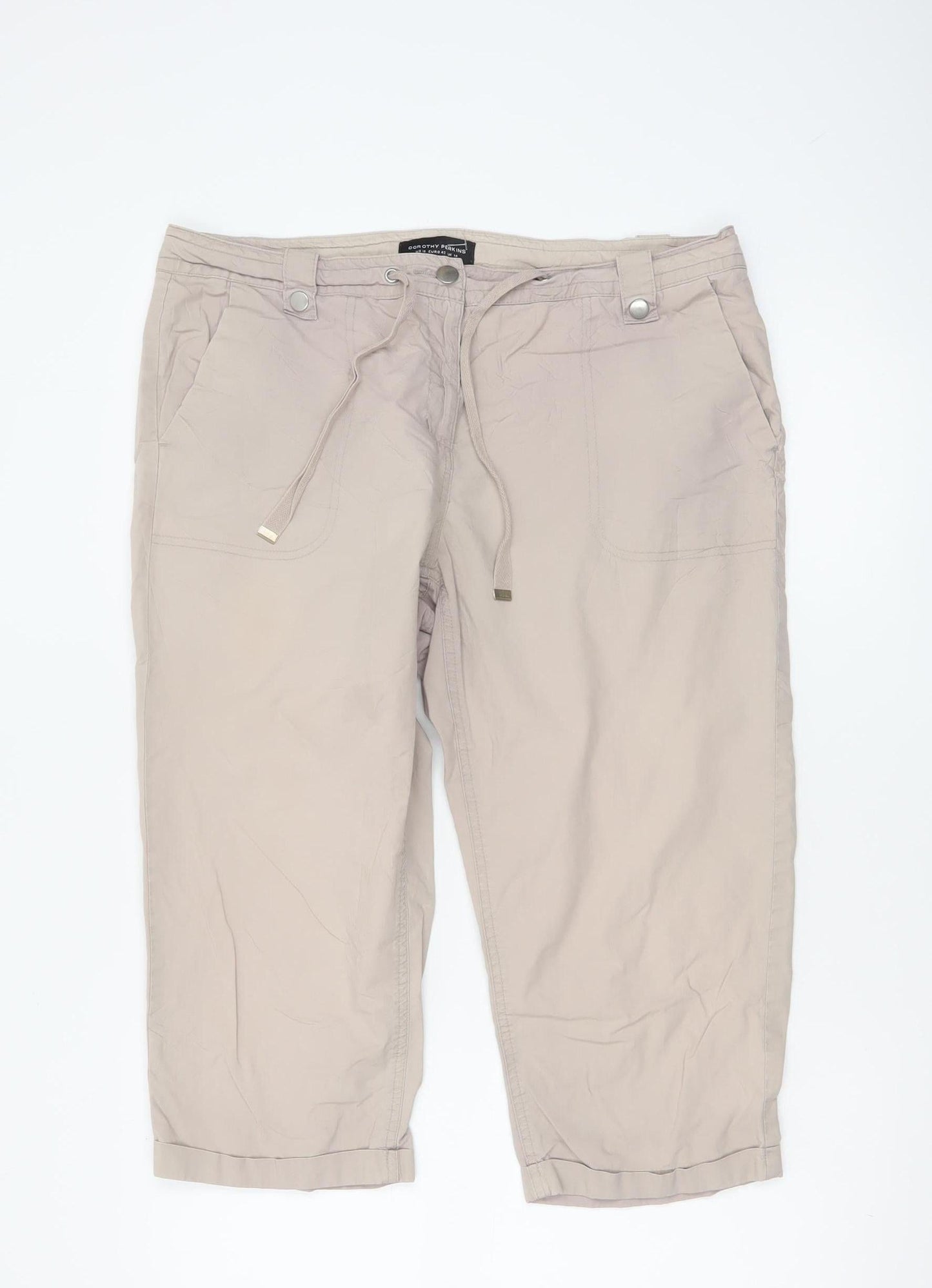 Dorothy Perkins Women’s Beige Cargo Shorts Size 14 Cotton Drawstring