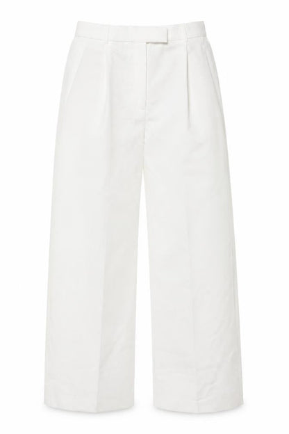 Zara Women White Pleated Straight Trousers Size M