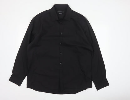 Cedar Wood State Men's Black Regular Fit Long Sleeve Button-Up Shirt 17in