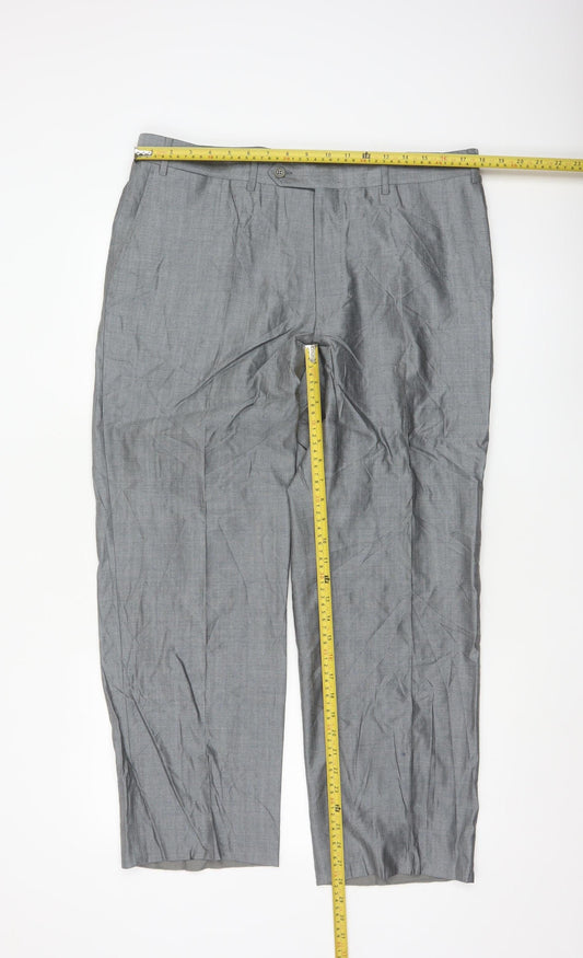 Canali Men's Grey Wool Silk Classic Fit Dress Trousers Size 54