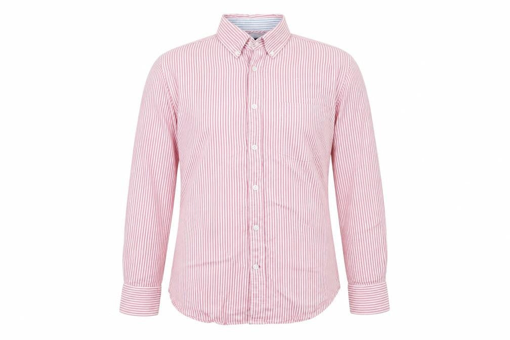Marks & Spencer Blue Harbour Men's Red Striped Cotton Button-Up Shirt S
