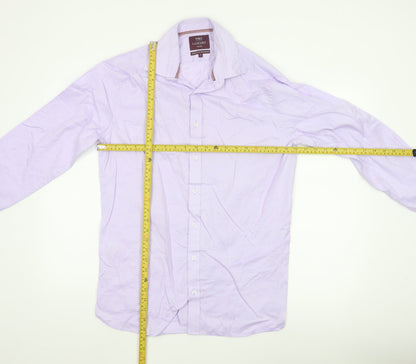 Marks and Spencer Men's Purple 16 Slim Fit Cotton Long Sleeve Shirt