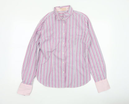 Haines & Bonner Women Pink Striped Cotton Long Sleeve Button-Up Shirt Size 12