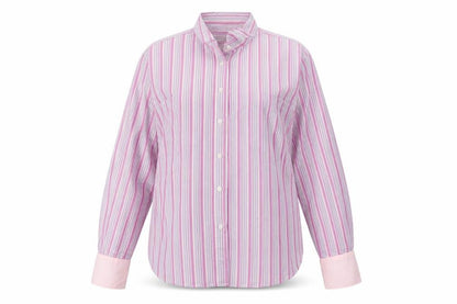 Haines & Bonner Women Pink Striped Cotton Long Sleeve Button-Up Shirt Size 12