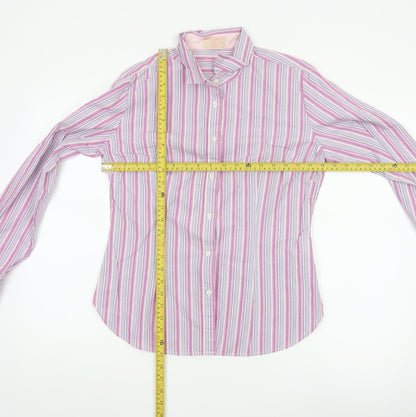 Haines & Bonner Women Pink Striped Cotton Long Sleeve Button-Up Shirt Size 12
