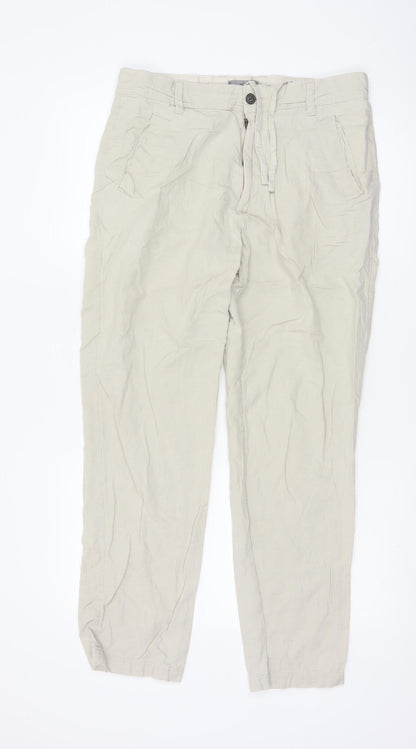 Marks and Spencer Men's Beige Linen Blend Chino Trousers 32W 31L Regular Fit
