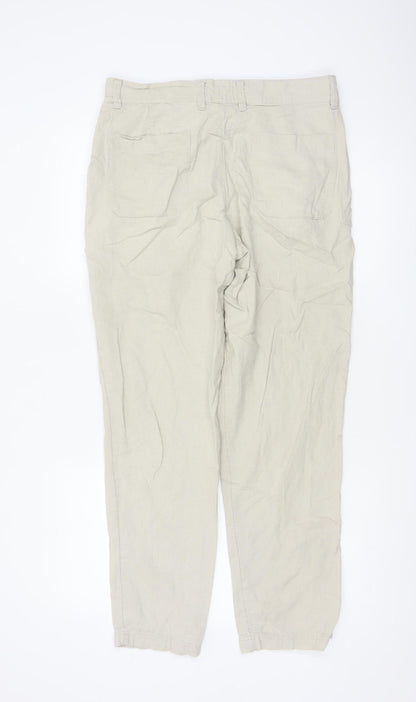 Marks and Spencer Men's Beige Linen Blend Chino Trousers 32W 31L Regular Fit
