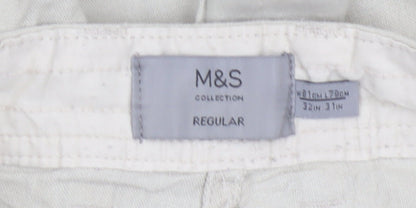 Marks and Spencer Men's Beige Linen Blend Chino Trousers 32W 31L Regular Fit