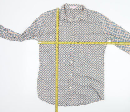 Frangipani Men's Blue Geometric Cotton Long Sleeve Casual Shirt L