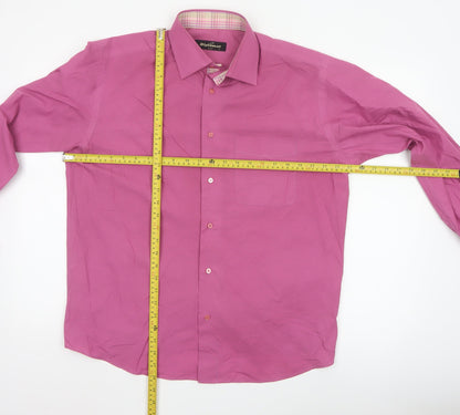 Diplomat Men’s Pink Long Sleeve Cotton Blend Button-Up Shirt L