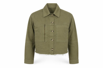 Topshop Womens Green XS Cropped Military Cotton Jacket