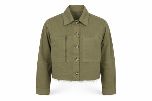 Topshop Womens Green XS Cropped Military Cotton Jacket