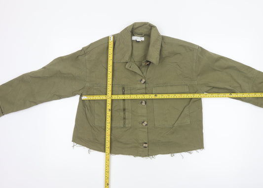 Topshop Womens Green XS Cropped Military Cotton Jacket