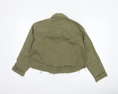 Topshop Womens Green XS Cropped Military Cotton Jacket