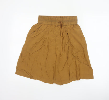 DKNY Women Brown XS Paperbag Shorts Lightweight Viscose Drawstring