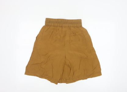 DKNY Women Brown XS Paperbag Shorts Lightweight Viscose Drawstring