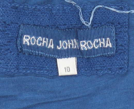 Rocha John Rocha Women’s Blue Ruffle Short Sleeve Cotton Top Size 10