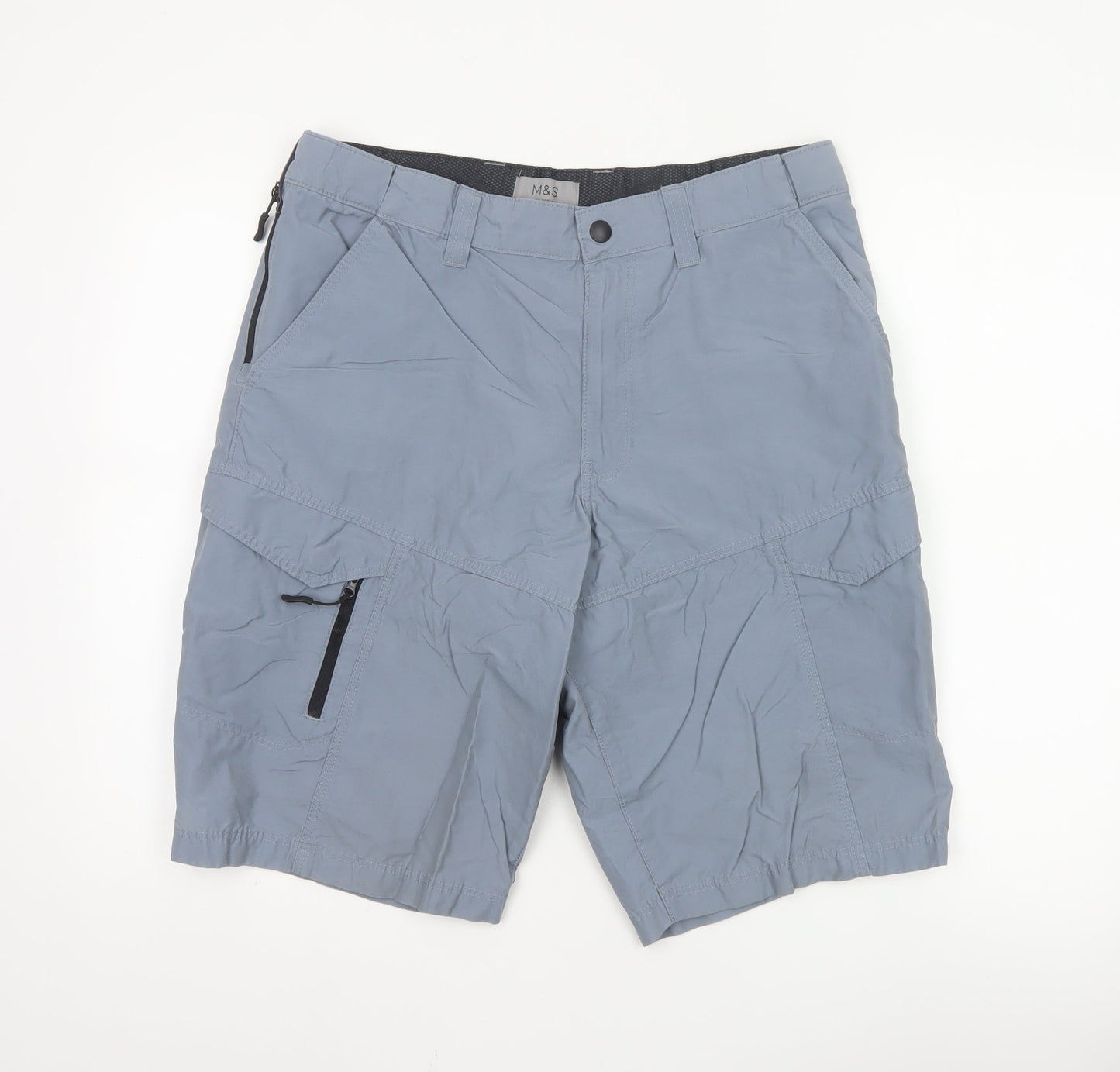 Marks and Spencer Men's Blue Cargo Shorts Size 34 Regular Fit