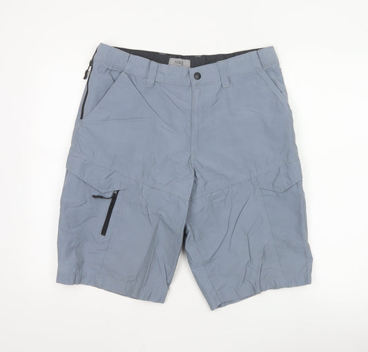 Marks and Spencer Men's Blue Cargo Shorts Size 34 Regular Fit
