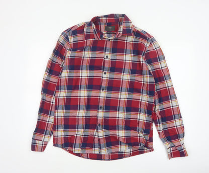 Marks and Spencer Mens Red Blue Check Cotton Flannel Shirt M