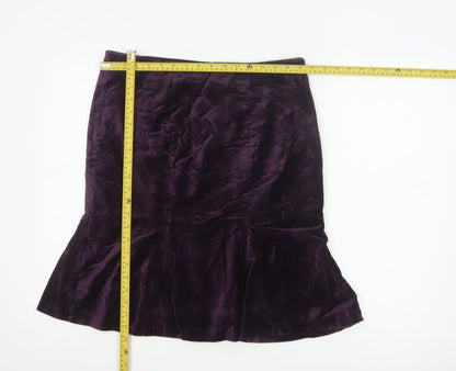 Boden Women’s Purple Velvet Trumpet Knee Length Skirt Size 12