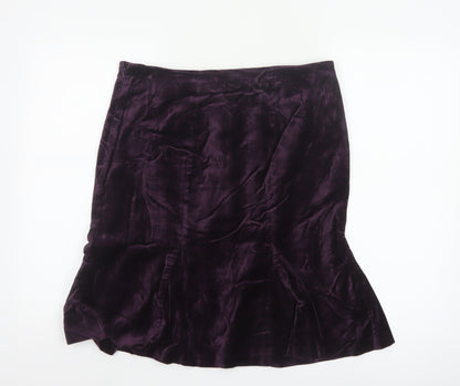 Boden Women’s Purple Velvet Trumpet Knee Length Skirt Size 12