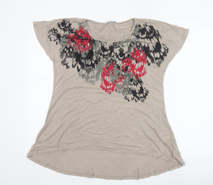 Marks and Spencer Women’s Beige Floral Petite T-Shirt UK 14