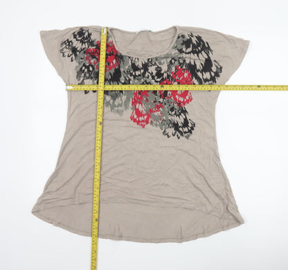 Marks and Spencer Women’s Beige Floral Petite T-Shirt UK 14