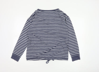 Next Women Blue Striped Pullover Sweatshirt UK 10 Cotton Blend