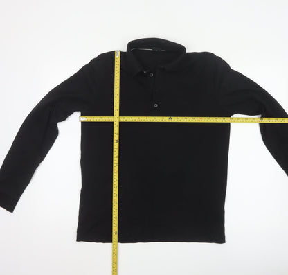Hugo Boss Men's Black Long Sleeve Regular Fit Polo Shirt L