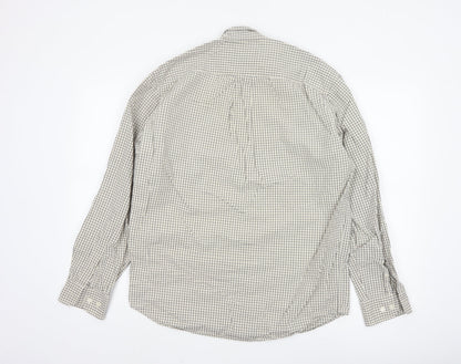 Eddie Bauer Men's White Check Cotton Button-Up Shirt Size S