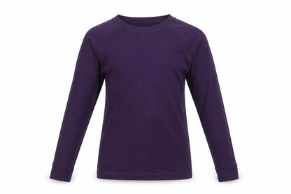 Front view of Mountain Warehouse girls’ purple thermal long sleeve activewear top 7-8 years