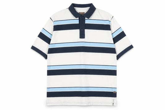Remus Uomo Men's Blue Striped Cotton Polo Shirt XL