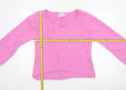 A Part Of Me Women Pink Cashmere Blend Long Sleeve Jumper Size 10