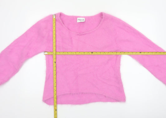 A Part Of Me Women Pink Cashmere Blend Long Sleeve Jumper Size 10