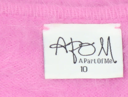 A Part Of Me Women Pink Cashmere Blend Long Sleeve Jumper Size 10