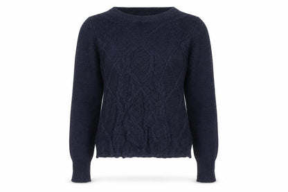 Oasis Women's Blue Cable-Knit Pullover Jumper Size M