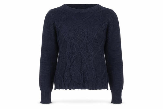 Oasis Women's Blue Cable-Knit Pullover Jumper Size M