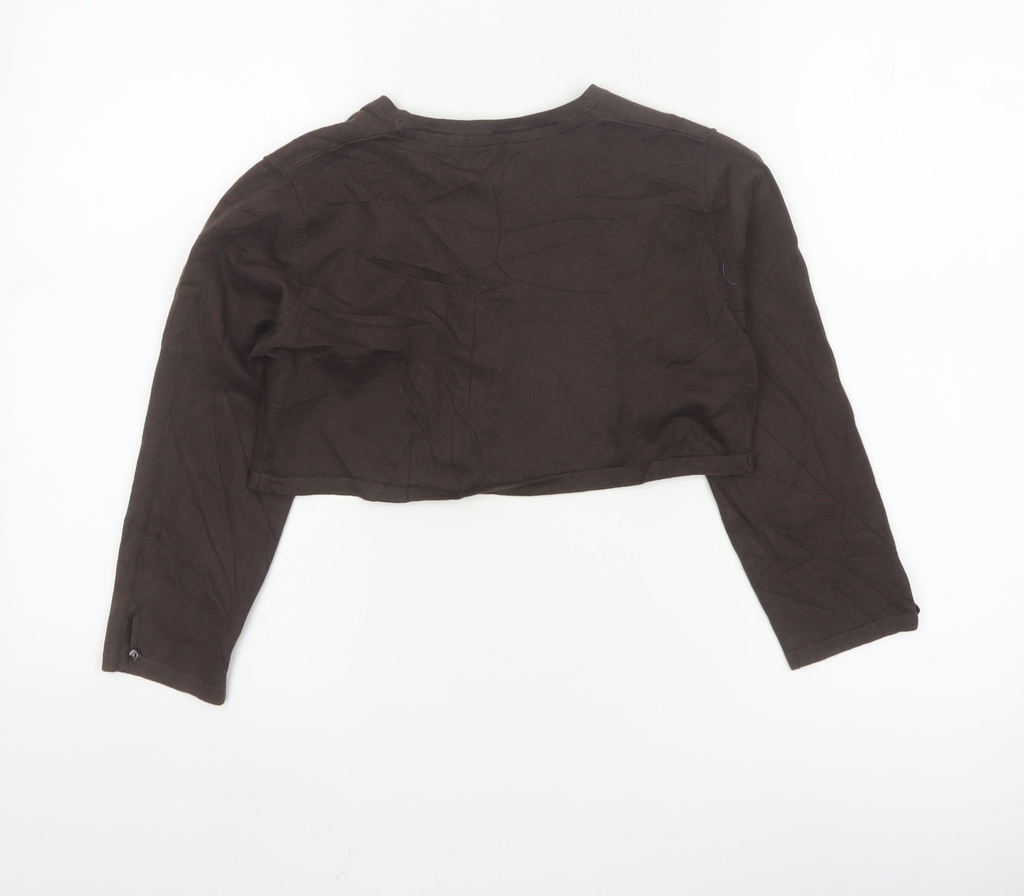 Monsoon Women Brown Size 10 Cotton Knit Shrug Cardigan